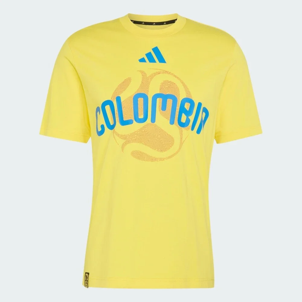 Adidas FIFA World Cup 26 Colombia T-Shirt Men's Yellow Graphic Cotton JAX1849